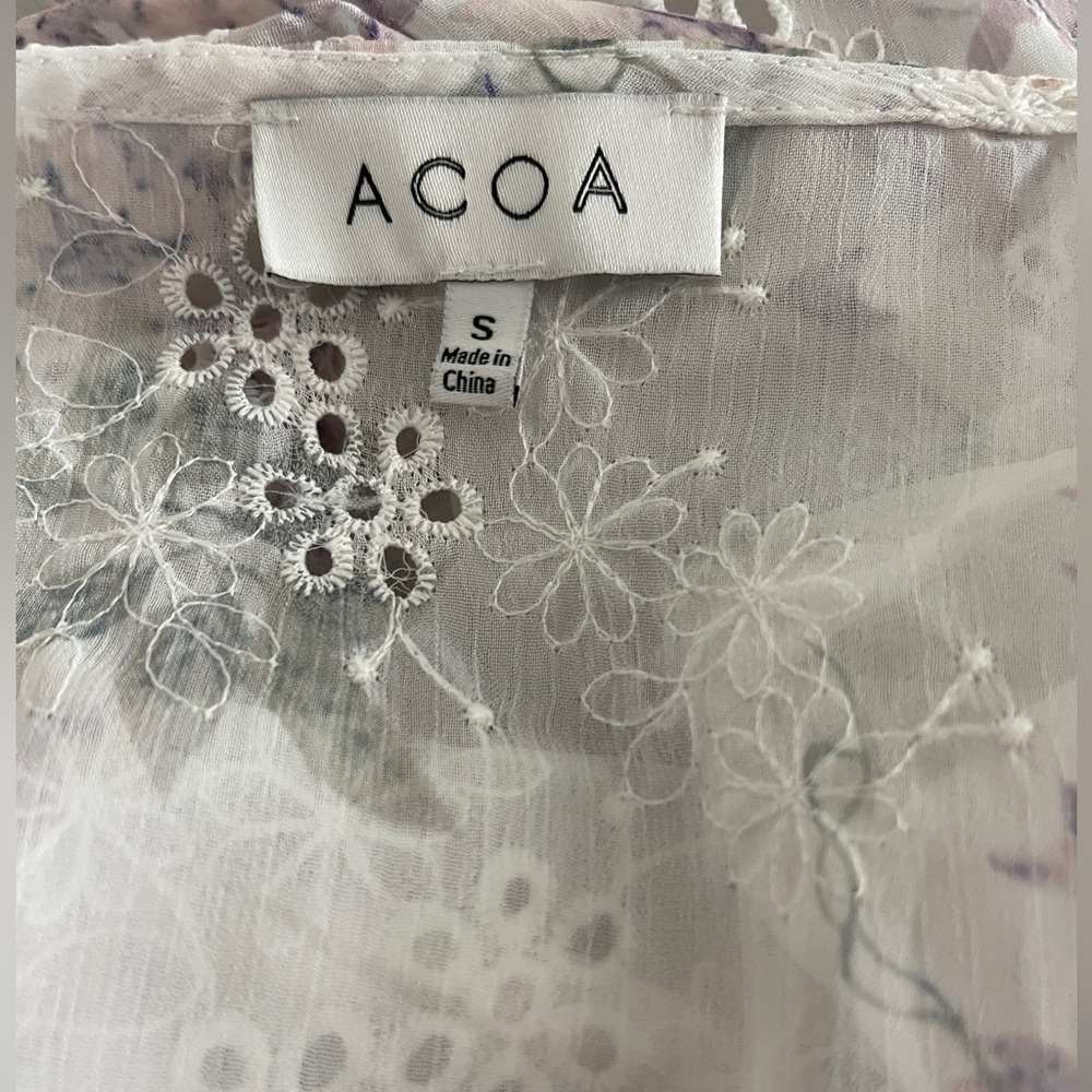 ACOA Sheer Floral Maxi Kimono Cover Up Small Cottagecore Fairycore Boho - Picture 6 of 11